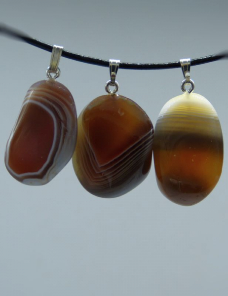 Achat, Botswana, mit Silberöse, 3 Stück